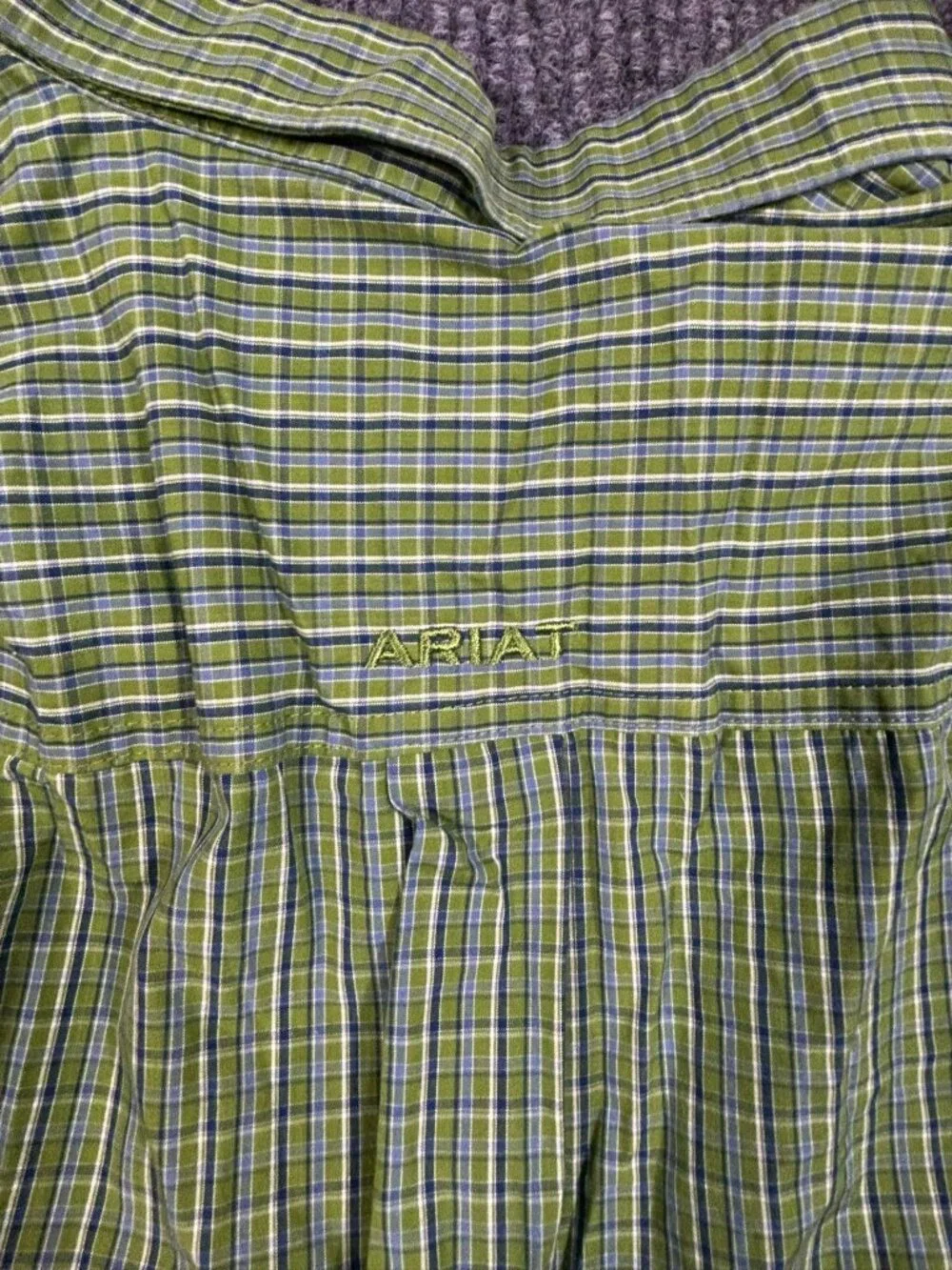 Ariat Pro Series Green Plaid Long Sleeve Button-Down Shirt L/G Mesh Lining Weste - Picture 6 of 9